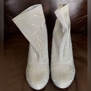 Lauren Lorraine Silver Embellished Ankle Booties